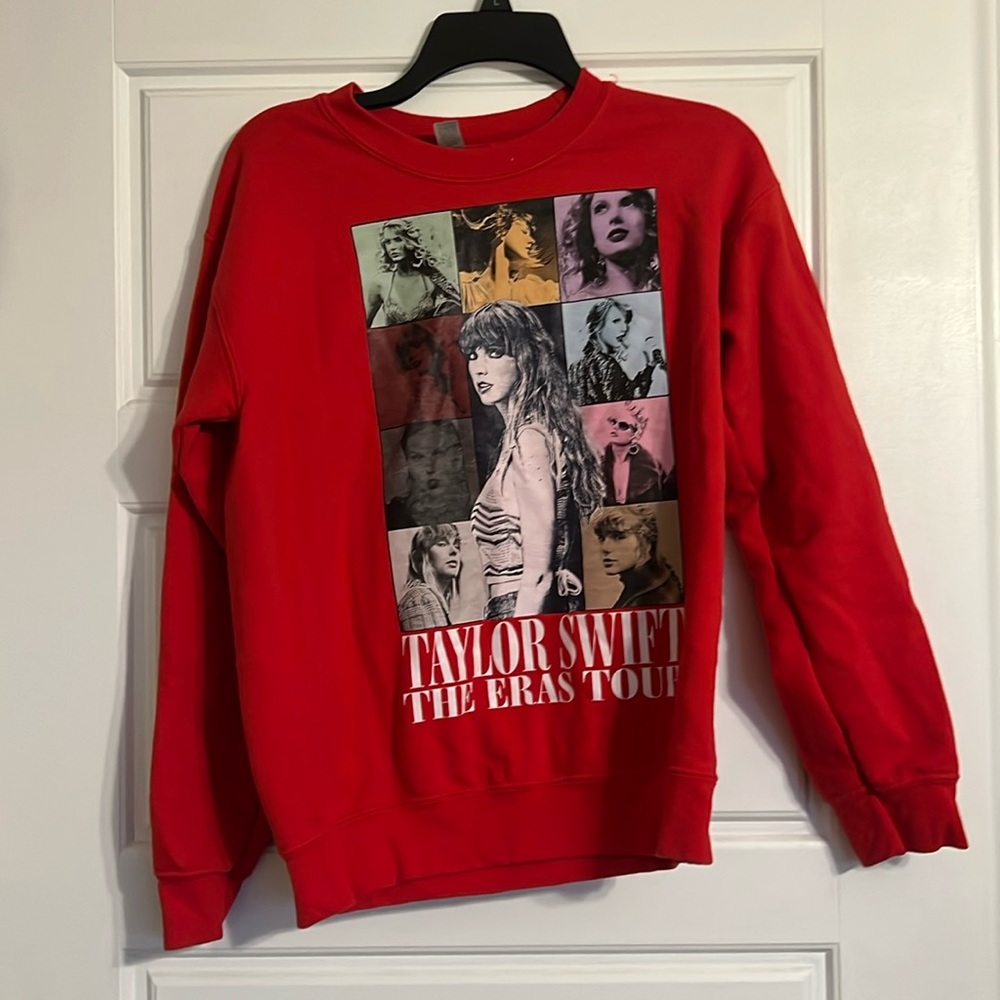 small red eras tour crewneck